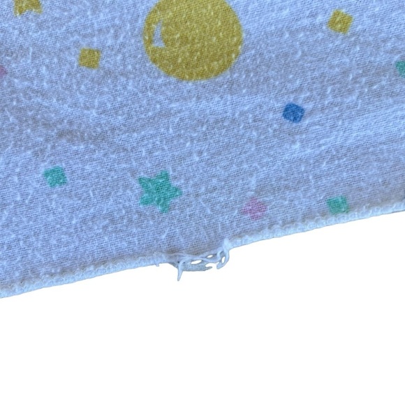 Vintage Beacon Teddy Bear Balloons Flannel Baby Receiving Blanket Confetti GUC - Picture 7 of 8